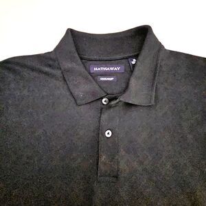 Hathaway Golf Polo Shirt Mens Extra Large  XL Black Coolmax Diamond Pattern